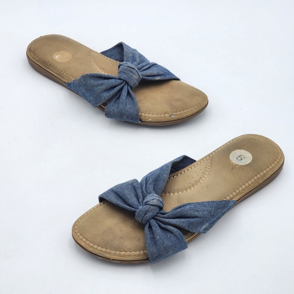 Cliffs By White Mountain Favorite Denim Knotted Slip On Slide Sandals Size 9
